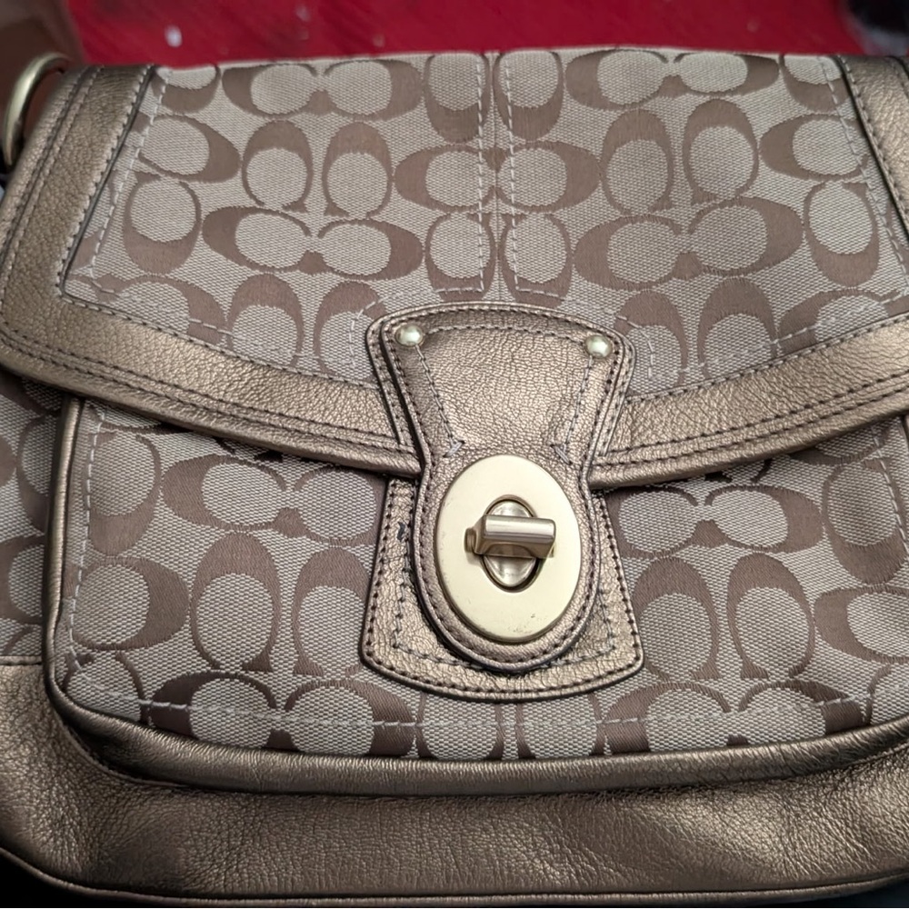 Coach Brown Shoulder Bag with Signature Monogram